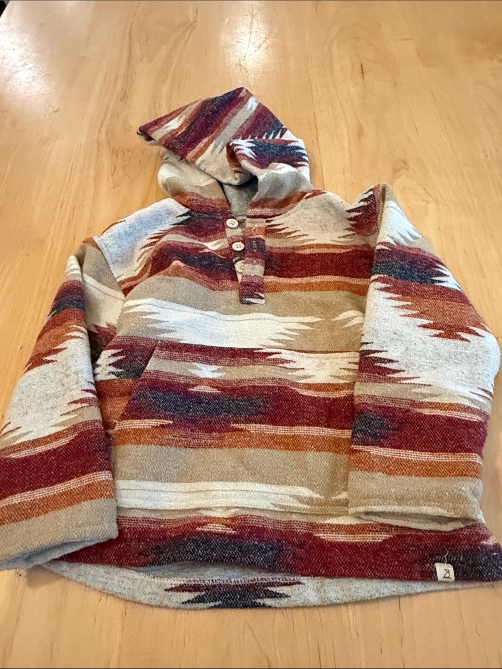 Boys Hooded Baja Sweater - Multicolor Southwestern Stripe
